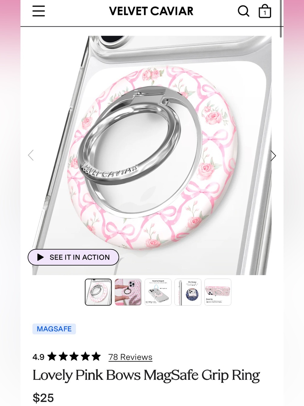 Velvet Caviar Lovely Pink Bows iPhone 16 Pro Max Case & MagSafe Ring - Picture 2 of 4